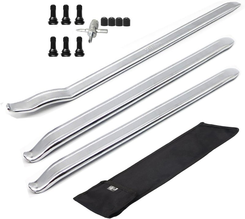 Dr.Roc 3 x 19.5 inch Staight and Curved Tire Irons Tire Levers TR413 Valve Stem Set Tire Tool Motorcycle Dirt Bike Lawn Mower ATV Tire Changing Tool for Tire Charger Machine - Image 1